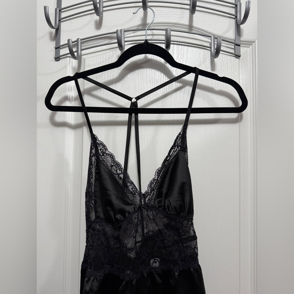 Forever 21 Black Lace Satin Lingerie Romper Teddy Sleepwear Women’s Size Small - Picture 3 of 15